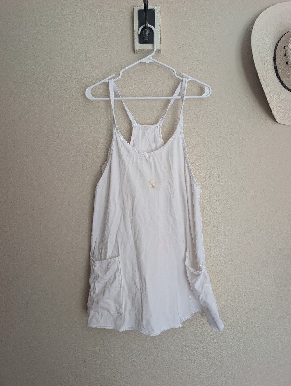 Free People FP Movement Hotshot Mini Dress White Size Medium WITH STAIN